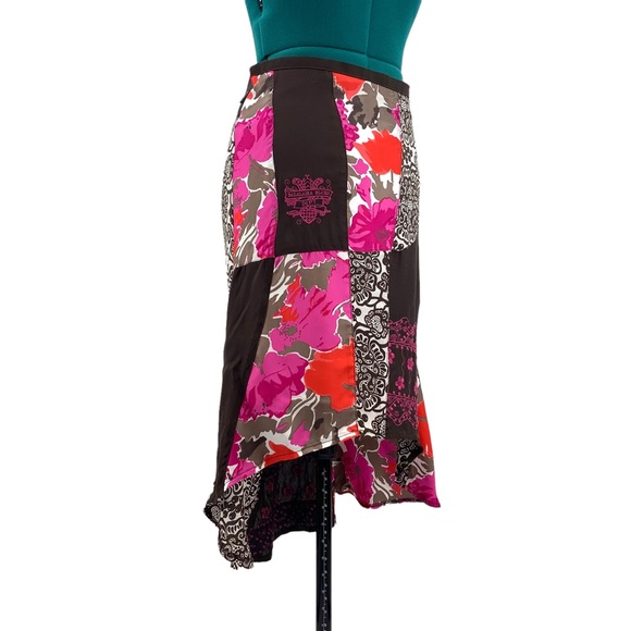 D.E.P.T. NWOT Brown and Pink Patchwork Style High Low Midi Skirt, XS - Picture 8 of 16